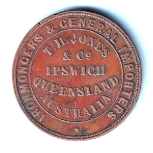 Australia Token. Jones & Co.. c1870s 1d. Ipswich, Queensland.. aVF - Imagen 1 de 2
