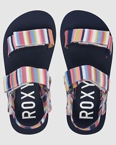 Girls Roxy Cage Sandals Stripe Surf Beach Shoes AUS 13 UK 13 USA 2 Euro 32 21cm