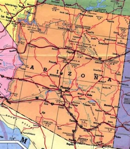 MAPA DEL ESTADO DE ARIZONA PÓSTER BRILLANTE FOTO carretera fénix az sol cardinales 335 - Imagen 1 de 1