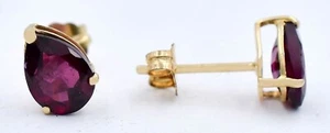 GENUINE 2.08 Cts GARNET STUD EARRINGS 14K SOLID GOLD - Free Appraisal Service - Picture 1 of 7