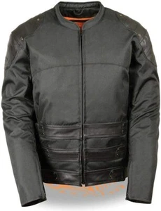 MILWAUKEE LEATHER MEN'S BLACK ASSAULT STYLE LEATHER AND TEXTILE JACKET - SAND - Picture 1 of 3