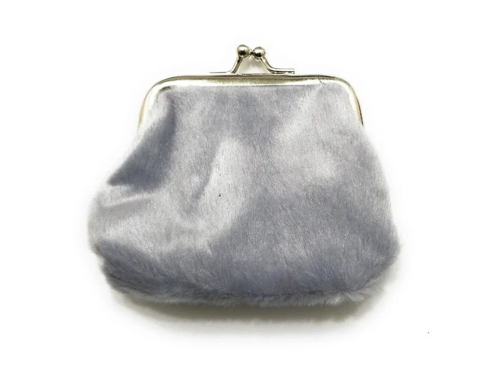 Cartera monedero suave con cierre a presión de piel sintética gris de 4" Foto 1 de 1