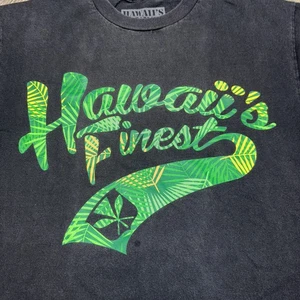 Camisa Hawaii's Finest Para Hombre Mediana Negra Verde Camuflada Hoja Gráfica Streetwear 2017 - Imagen 1 de 6