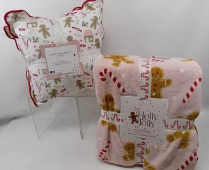 Manta de vacaciones F/Q y juego de 2 almohadas cupcakes y cachemir Navidad pan de jengibre - Imagen 1 de 6