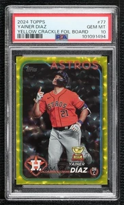 2024 Topps Serie 1 Lámina Crackle Amarilla/50 Yainer Díaz Díaz #77 PSA 10 GEMA MT - Imagen 1 de 3
