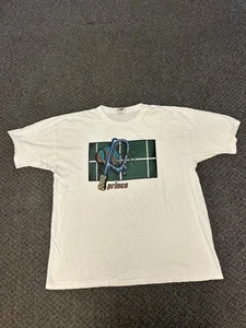 Vintage 90s Prince Sportswear Tennis Ball Court Graphic Abstract Shirt - XL - Picture 1 of 10