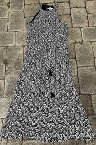 Boden Neckholder geometrisches Muster Jersey Midikleid Damen 10 R schwarz-weiß - Bild 1 von 4