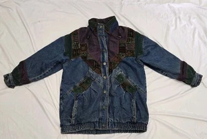 Vintage Current Seen Damen Jeansjacke Boho Knopf Stehkragen Größe Large - Bild 1 von 15