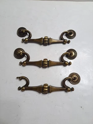 Lot Of 3 Vintage Gold Brown Drop Handle Drawer Pulls BS 40031 - Image 1 of 4