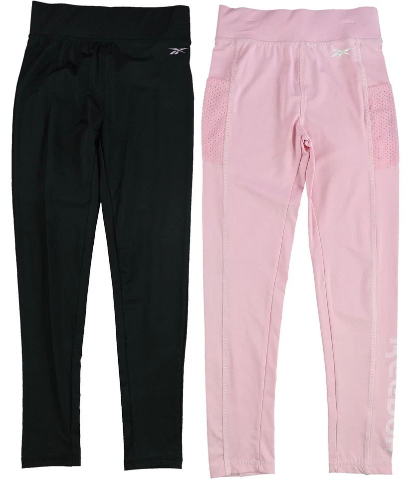 Reebok Girls 2-Pack Compression Athletic Pants, blackpink, Big Kids (8-20), M - Image 1 of 3