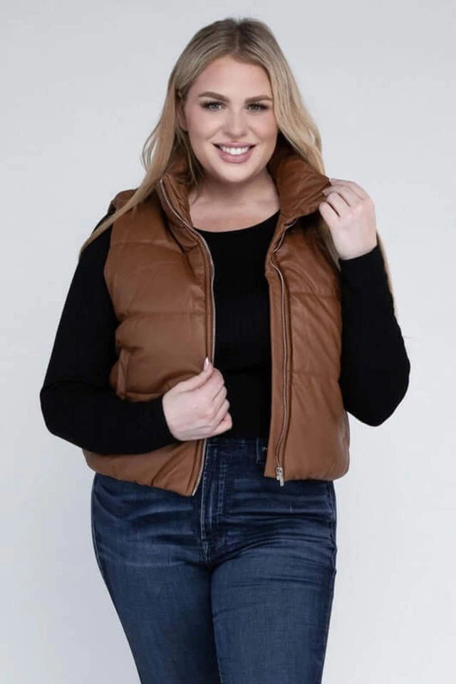 Stylish Plus Size Puffer Vest Jacket - Cozy & Functional - Image 1 of 4