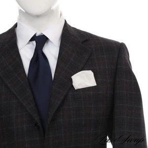 Canali Made in Italy Charcoal Brown Multi Tattersall Tweed Blazer Jacket 52 L NR - Picture 1 of 8