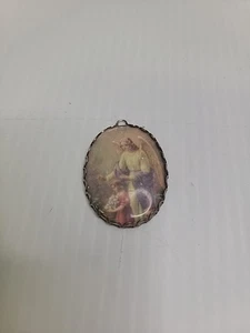 Ciondolo vintage "Angelo Custode". Vetro Con Immagine. Acciaio inossidabile. Bellissimo - Foto 1 di 2