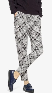 HUE Leggings Jersey Relaxed Stretch Black White Plaid Size Small $44 - NWT - Picture 1 of 2
