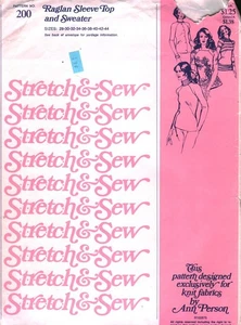 200 Stretch & Sew Sewing Pattern Vintage Misses 1970s Raglan Top Sweater UNCUT - Picture 1 of 2