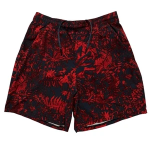 Lululemon Pace Breaker Shorts Mens Size M Lined Drawstring Running Floral Red - Picture 1 of 4
