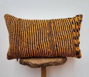 Copricuscino marocchino fatto a mano giallo kilim federa divano boho. - Foto 1 di 3