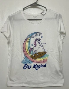 NWT Girls Old Navy Short Sleeve Stay Magical Surfin Unicorn Glitter Tee Size XXL - Picture 1 of 4