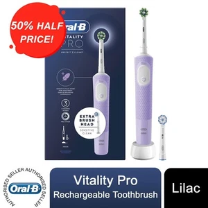 Oral-B Vitality Pro Cepillo de Dientes Eléctrico Recargable con 2 Cabezales de Cepillo, Lila - Imagen 1 de 11