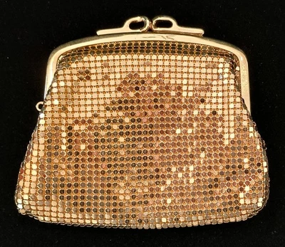 Vintage Mid-Century GC-Goldcrest Gold-Tone Mesh Double Section Small Clutch - Image 1 of 4
