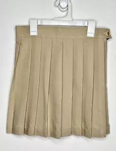 French Toast School Uniform Skirt Girls Size 7 Beige Pleated Side Zip Tan Khaki - Picture 1 of 4