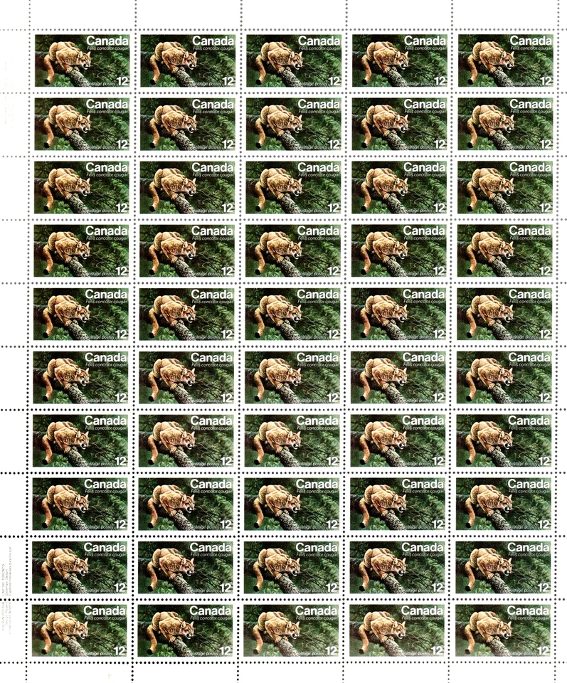 1977 - #732 MNH Sheet - Canada Endangered Wildlife, Eastern Cougar  cv$16.20 - Image 1 of 1