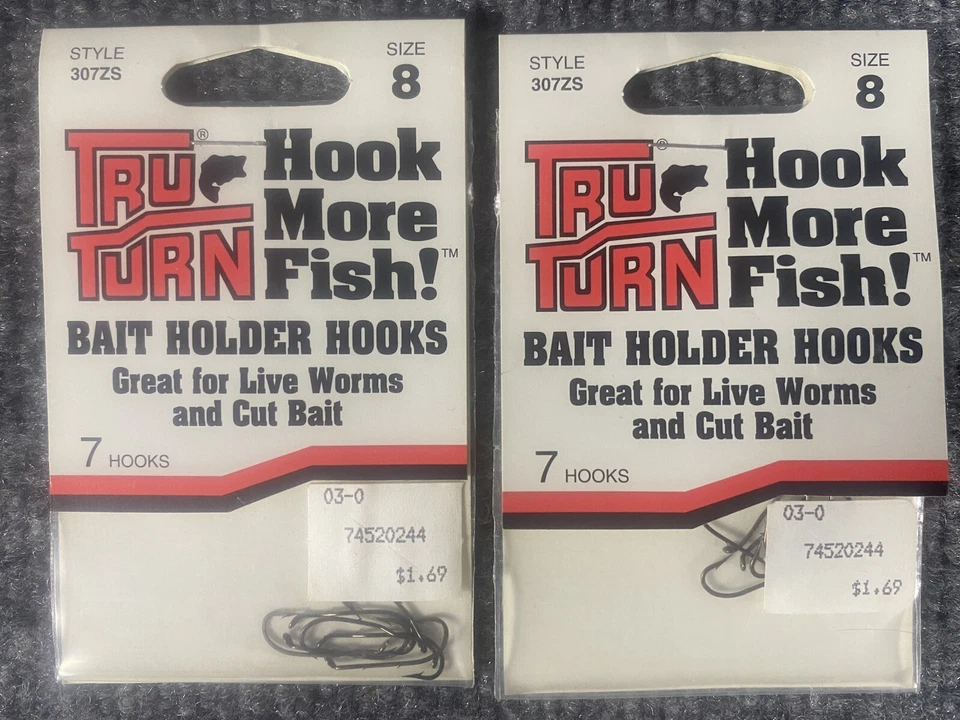 Tru Turn Fine Wire Size 8 Live Bait Fishing Hooks 307ZS 7pk (Lot of 2) - Image 1 of 3