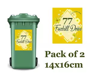 Wheelie Bin House Numbers Stickers Wheely Dustbin Sticker Peel & Stick floral Sp - Picture 1 of 1