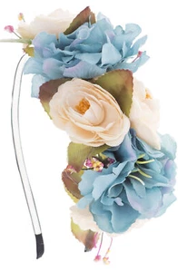 Vintage JOSPHINE Floral FLOWERS fiori ROSE boho anni 50 - cerchietto blu rockabilly - Foto 1 di 2