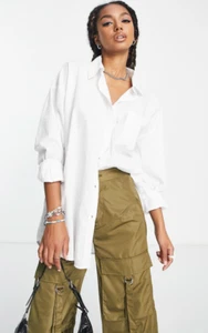 Cotton On Women's Dad Shirt Oversized Button-Down Collar White Size S NEW - Picture 1 of 8