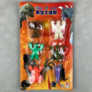 Vintage 80's Yamakatsu Godzilla Keshi Rubber Eraser 6pc Kaiju Figure Set SEALED - Picture 1 of 10