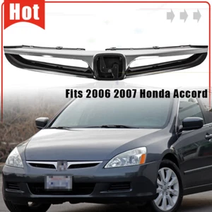 Fit For 2006 2007 Honda Accord Sedan Front Upper Grille Grill w/ Chrome Molding - Picture 1 of 10
