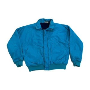 Vintage Nike Jacket Mens M Blue Bomber 90s Nylon Fleece Lined - Picture 1 of 7