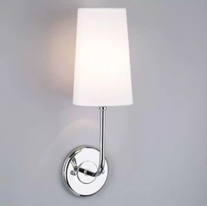 Linea di Liara Forma Chrome Wall Sconce Wall Lighting Fixture White Fabric Shade - Picture 1 of 6