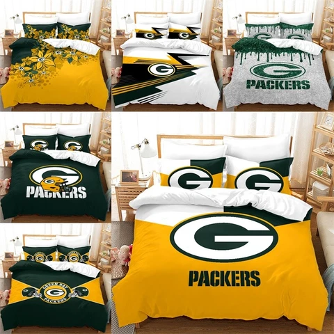 Green Bay Packers Floral Duvet/Quilt Cover Comforter Cover Pillow Sham Bed Set Cover