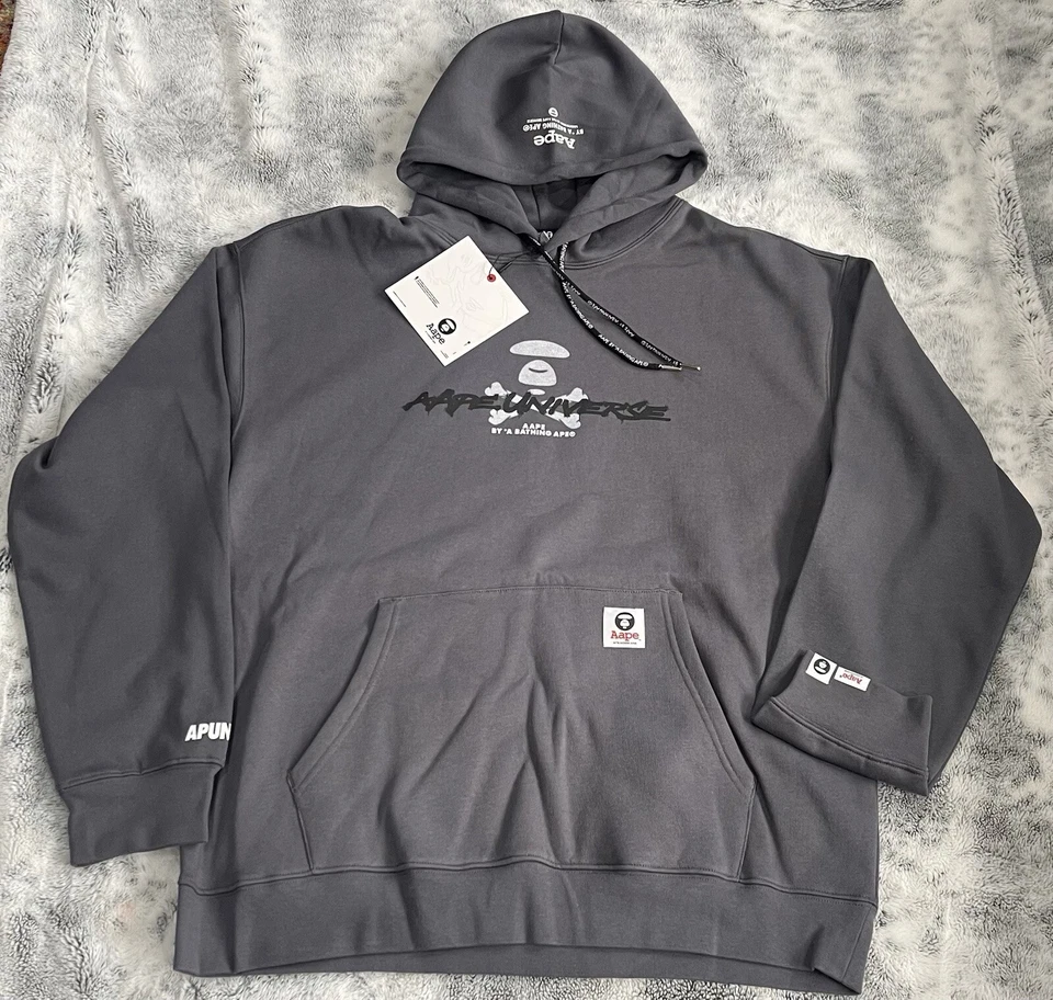 Size XL Aape by *A Bathing Ape Hooded Sweater Gray M3817XXH - Image 1 of 4