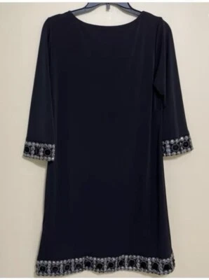 Платье Tiana B Slinky черное эластичное украшенное бисером отделка рукав 3/4 размер 10 - Изображение 1 из 4