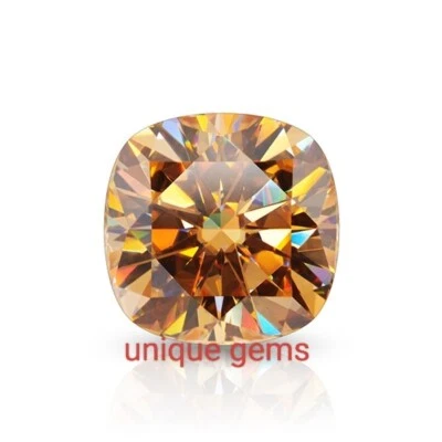 2 Ct Champagne Color Cushion Cut VVS1 Loose Diamond Premium Quality Gemstone 8mm - Image 1 of 4