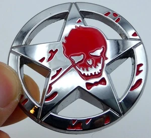 1.5" 3D Metal Star Skull Sticker Decal Emblem Badge Auto Car Styling Fender - Picture 1 of 11
