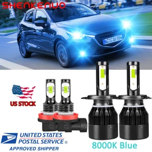 For Mazda 2 2011-2014 8000K LED Headlight Hi/Lo Beam Fog Light Upgrand Bulbs Kit - Picture 1 of 12