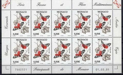 Monaco butterflies 2001 mini sheet Cover