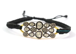 925Sterling Silver Polki Pave Diamond Bracelet Victorian Vintage Jewelry For Her - Picture 1 of 4