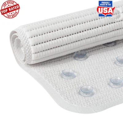 Cushioned Shower Mat W/ Suction Cups Antimicrobial Machine Washable Non-Slip New - Изображение 1 из 4