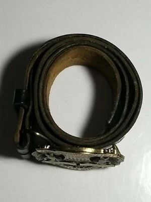  Cinturón de cuero negro personalizado talla 35" y hebilla de latón sólido EE. UU. (Edición Limitada) Foto 1 de 4