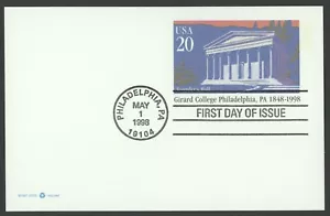 1998 US Scott #UX292 20c Girard College Postal Card, FDC - Picture 1 of 1