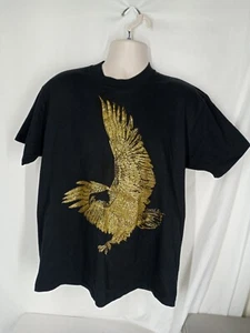 Vintage Diamond Dust Gold Glitter Soaring Eagle T Shirt Made in USA Size XL - Picture 1 of 7