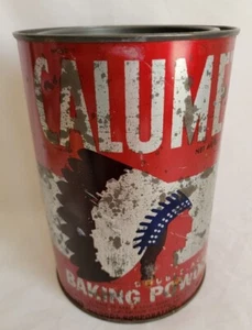 Vintage Calumet 5 LB Pound Double Acting Baking Powder Tin Can w/ Embossed Lid - Bild 1 von 8