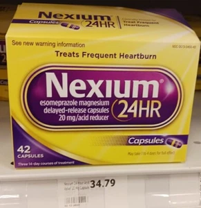 45%off Nexium 24HR Heartburn Relief 20MG 42 cnt capsules-Exp2/27+ FreeShip - Picture 1 of 6