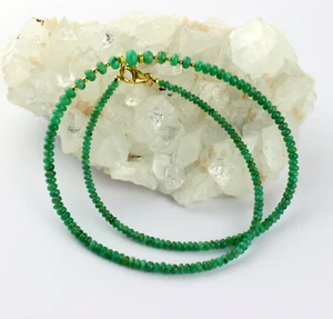 Cadena esmeralda natural cadena de piedras preciosas rondell verde collar regalo aprox. 48,5 cm - Imagen 1 de 3