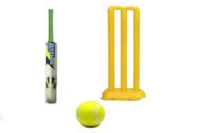 Willow Cricket Bat with Wicket Set & 1 Tennis Ball for Kids (6-10 Year) - Picture 1 of 5
